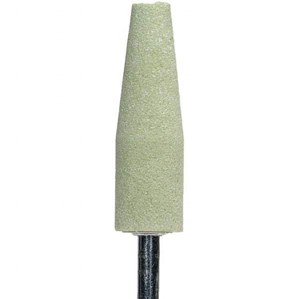 Norton - 2-1/2" Head Diam x 3/4" Thickness, A1, Cone End, Ceramic Mounted Point - Green, Extra Coarse Grade, 36 Grit, 19,800 RPM - Exact Tool & Supply