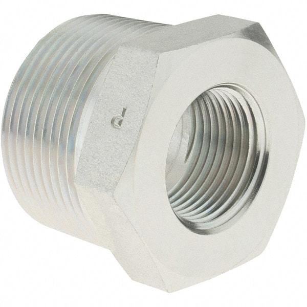 Parker - 1-1/4 Male Thread x 3/4 Female Thread, Zinc Plated Steel Industrial Pipe Hex Bushing - MNPTF x FNPTF, 3,000 psi - Exact Tool & Supply