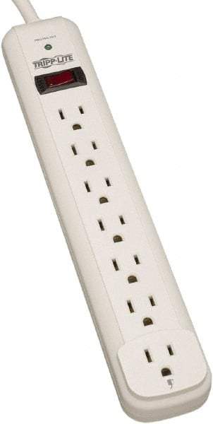 Tripp-Lite - 7 Outlets, 120 VAC15 Amps, 12' Cord, Power Outlet Strip - Floor, Keyhole Mount, 5-15 NEMA Configuration, 11.69" Strip - Exact Tool & Supply