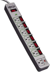 Tripp-Lite - 7 Outlets, 120 VAC15 Amps, 8' Cord, Power Outlet Strip - Floor, Keyhole Mount, 5-15 NEMA Configuration, 15" Strip - Exact Tool & Supply