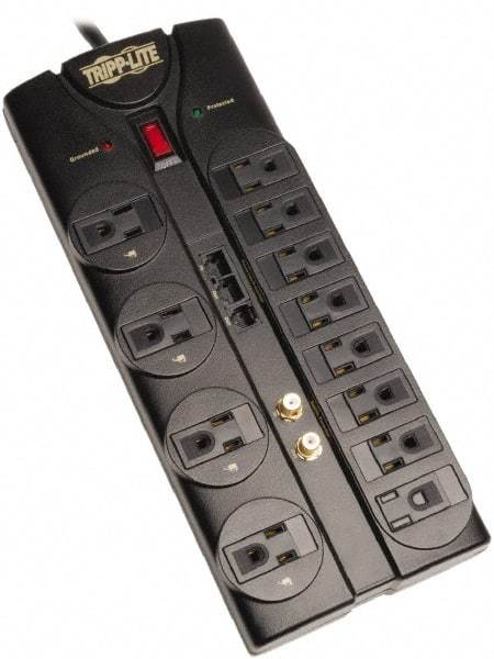 Tripp-Lite - 12 Outlets, 120 VAC15 Amps, 8' Cord, Power Outlet Strip - Floor, Keyhole Mount, 5-15 NEMA Configuration, 12.04" Strip - Exact Tool & Supply