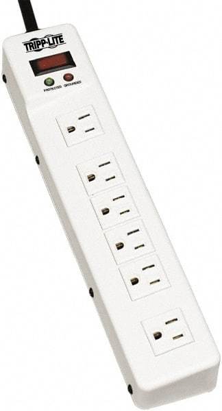 Tripp-Lite - 6 Outlets, 120 VAC15 Amps, 6' Cord, Power Outlet Strip - Floor, Keyhole Mount, 5-15 NEMA Configuration, 2-1/4" Strip - Exact Tool & Supply