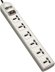 Tripp-Lite - 6 Outlets, 120 VAC10 Amps, 4' Cord, Power Outlet Strip - Floor, Keyhole Mount, British NEMA Configuration, 2-1/2" Strip - Exact Tool & Supply