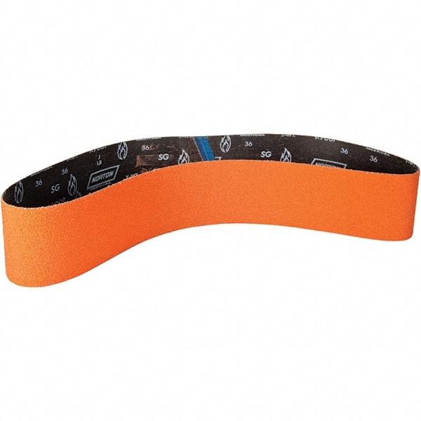 Norton - 2" Wide x 48" OAL, 120 Grit, Ceramic Abrasive Belt - Ceramic, Coated, Y Weighted Cloth Backing - Exact Tool & Supply