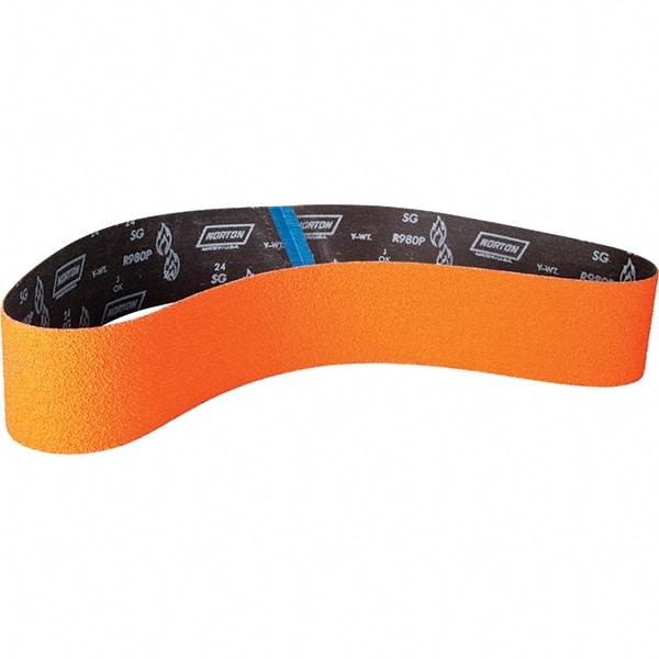 Norton - 4" Wide x 60" OAL, 120 Grit, Ceramic Abrasive Belt - Ceramic, Coated, Y Weighted Cloth Backing - Exact Tool & Supply