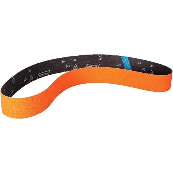 Norton - 1-1/2" Wide x 60" OAL, 120 Grit, Ceramic Abrasive Belt - Ceramic, Coated, Y Weighted Cloth Backing - Exact Tool & Supply