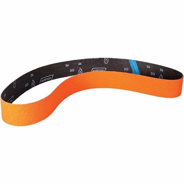 Norton - 1-1/2" Wide x 60" OAL, 36 Grit, Ceramic Abrasive Belt - Ceramic, Coated, Y Weighted Cloth Backing - Exact Tool & Supply