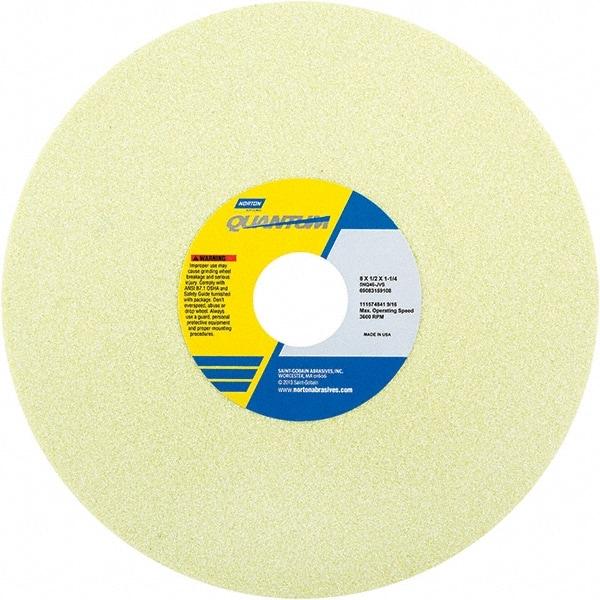 Norton - 8" Diam x 1-1/4" Hole x 1/2" Thick, J Hardness, 46 Grit Surface Grinding Wheel - Ceramic, Type 1, Coarse Grade, 3,600 Max RPM - Exact Tool & Supply