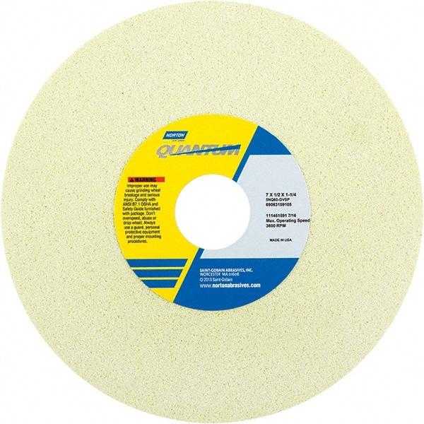 Norton - 7" Diam x 1-1/4" Hole x 1/2" Thick, J Hardness, 46 Grit Surface Grinding Wheel - Ceramic, Type 1, Coarse Grade, 3,600 Max RPM - Exact Tool & Supply