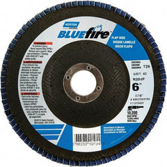 Norton - 24 Grit, 6" Disc Diam, 7/8" Center Hole, Type 29 Zirconia Alumina Flap Disc - 10,200 Max RPM, Fiberglass Backing, Arbor Attaching System, Coated - Exact Tool & Supply
