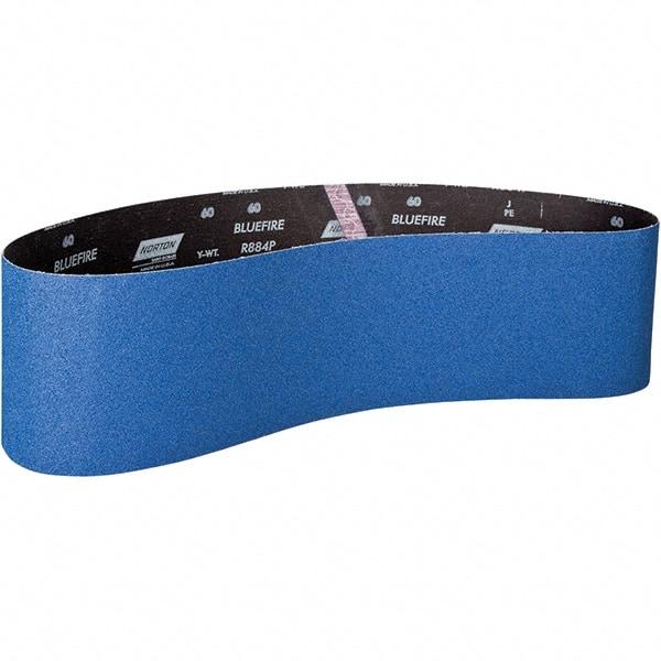 Norton - 4" Wide x 72" OAL, 36 Grit, Zirconia Alumina Abrasive Belt - Zirconia Alumina, Coated, Y Weighted Paper Backing - Exact Tool & Supply
