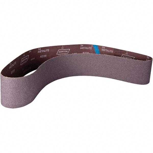 Norton - 4" Wide x 60" OAL, 120 Grit, Aluminum Oxide Abrasive Belt - Aluminum Oxide, Coated, X Weighted Cloth Backing - Exact Tool & Supply