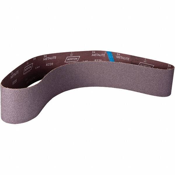 Norton - 4" Wide x 60" OAL, 24 Grit, Aluminum Oxide Abrasive Belt - Aluminum Oxide, Coated, X Weighted Cloth Backing - Exact Tool & Supply