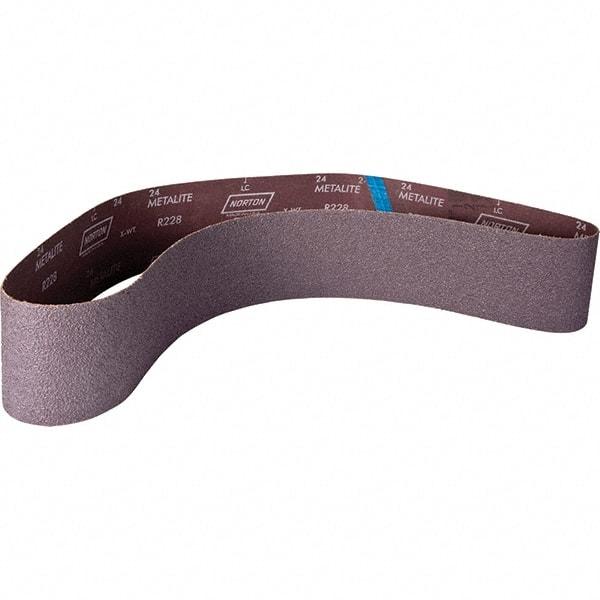 Norton - 4" Wide x 60" OAL, 100 Grit, Aluminum Oxide Abrasive Belt - Aluminum Oxide, Coated, X Weighted Cloth Backing - Exact Tool & Supply