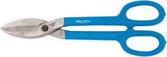Channellock - 3" Length of Cut, Straight Pattern Tinner's Snip - 12.6" OAL, Dipped Vinyl Handle, High Carbon Steel Blade - Exact Tool & Supply