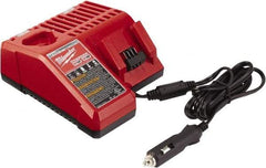 Milwaukee Tool - 12 & 18 Volt, 1 Battery Lithium-Ion Power Tool Charger - 3 hr to Charge, Vehicle Outlet Power Source - Exact Tool & Supply