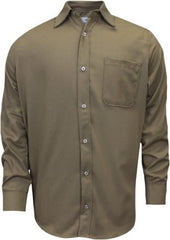 National Safety Apparel - Size XL Khaki Flame Resistant/Retardant Long Sleeve Button Down Shirt - Exact Tool & Supply