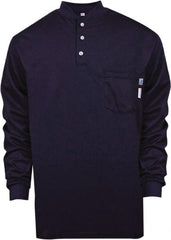 National Safety Apparel - Size S Navy Blue Flame Resistant/Retardant Long Sleeve T-Shirt - Exact Tool & Supply