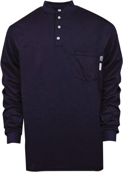 National Safety Apparel - Size 3XL Navy Blue Flame Resistant/Retardant Long Sleeve T-Shirt - Exact Tool & Supply