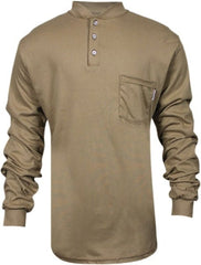 National Safety Apparel - Size L Khaki Flame Resistant/Retardant Long Sleeve T-Shirt - Exact Tool & Supply