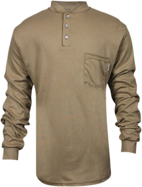 National Safety Apparel - Size XL Khaki Flame Resistant/Retardant Long Sleeve T-Shirt - Exact Tool & Supply