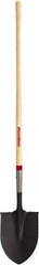 Razor-Back - 11-1/2" High x 9" Wide Round Steel Shovel - 48" Long Wood Straight Handle, Rolled - Exact Tool & Supply