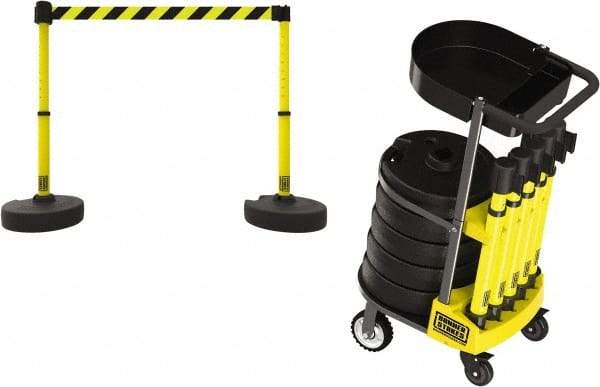 Banner Stakes - 42-1/2" High Plastic Pedestrian Barrier - 15' Long Rope - Exact Tool & Supply