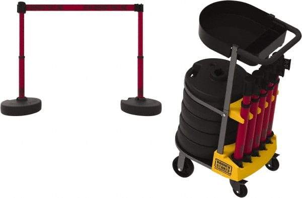 Banner Stakes - 42-1/2" High Plastic Pedestrian Barrier - 15' Long Rope - Exact Tool & Supply