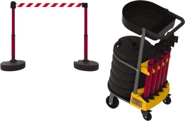Banner Stakes - 42-1/2" High Plastic Pedestrian Barrier - 15' Long Rope - Exact Tool & Supply