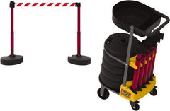 Banner Stakes - 42-1/2" High Plastic Pedestrian Barrier - 15' Long Rope - Exact Tool & Supply