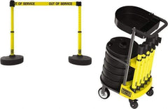 Banner Stakes - 42-1/2" High Plastic Pedestrian Barrier - 15' Long Rope - Exact Tool & Supply