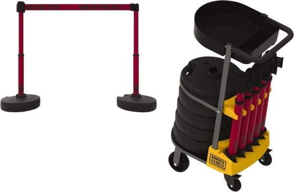 Banner Stakes - 42-1/2" High Plastic Pedestrian Barrier - 15' Long Rope - Exact Tool & Supply