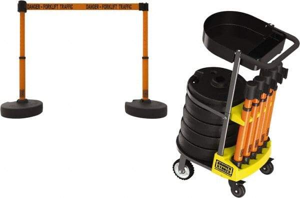 Banner Stakes - 42-1/2" High Plastic Pedestrian Barrier - 15' Long Rope - Exact Tool & Supply