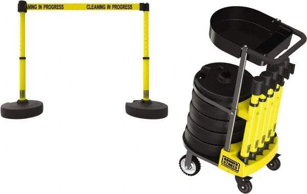 Banner Stakes - 42-1/2" High Plastic Pedestrian Barrier - 15' Long Rope - Exact Tool & Supply