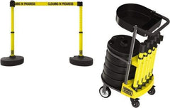 Banner Stakes - 42-1/2" High Plastic Pedestrian Barrier - 15' Long Rope - Exact Tool & Supply