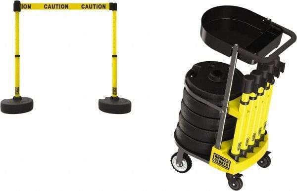 Banner Stakes - 42-1/2" High Plastic Pedestrian Barrier - 15' Long Rope - Exact Tool & Supply