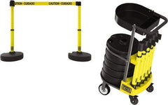 Banner Stakes - 42-1/2" High Plastic Pedestrian Barrier - 15' Long Rope - Exact Tool & Supply