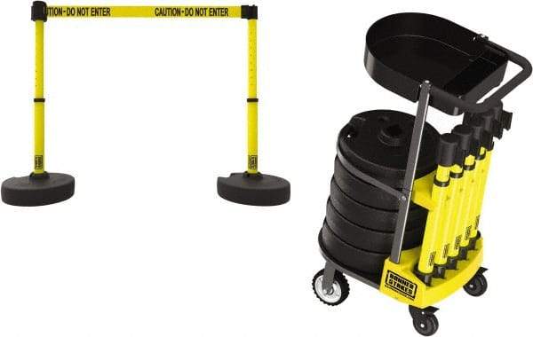 Banner Stakes - 42-1/2" High Plastic Pedestrian Barrier - 15' Long Rope - Exact Tool & Supply