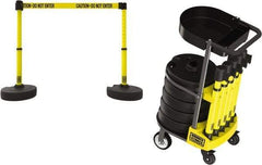 Banner Stakes - 42-1/2" High Plastic Pedestrian Barrier - 15' Long Rope - Exact Tool & Supply