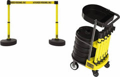 Banner Stakes - 42-1/2" High Plastic Pedestrian Barrier - 15' Long Rope - Exact Tool & Supply