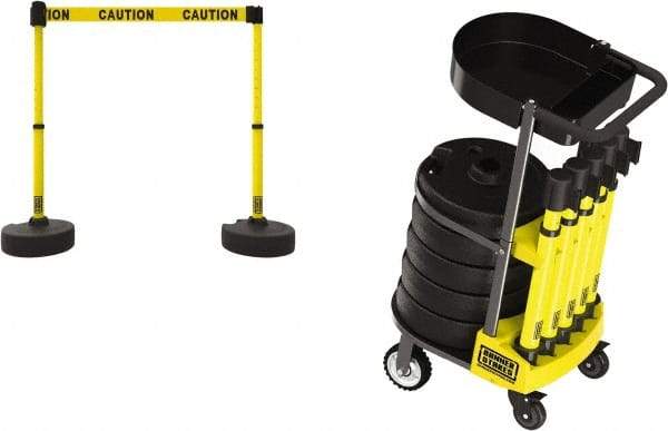 Banner Stakes - 42-1/2" High Plastic Pedestrian Barrier - 15' Long Rope - Exact Tool & Supply