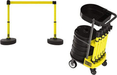Banner Stakes - 42-1/2" High Plastic Pedestrian Barrier - 15' Long Rope - Exact Tool & Supply