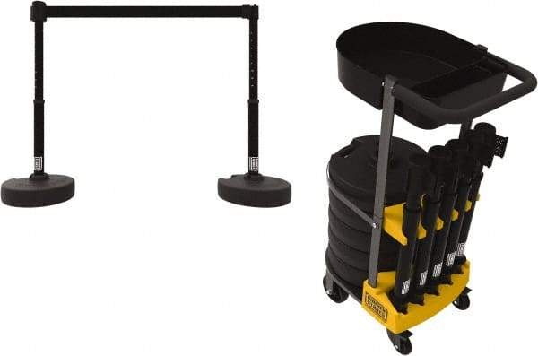 Banner Stakes - 42-1/2" High Plastic Pedestrian Barrier - 15' Long Rope - Exact Tool & Supply