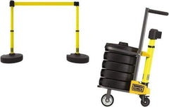 Banner Stakes - 42-1/2" High Plastic Pedestrian Barrier - 15' Long Rope - Exact Tool & Supply