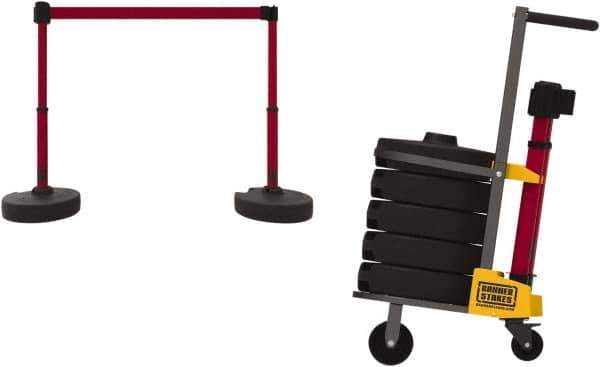 Banner Stakes - 42-1/2" High Plastic Pedestrian Barrier - 15' Long Rope - Exact Tool & Supply