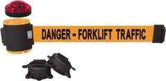Banner Stakes - 7" High x 30' Long x 2" Wide Magnetic Wall Mount Barrier - Plastic & Polyester, Matte Finish, Orange, Used As Is - Exact Tool & Supply