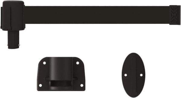 Banner Stakes - 6.61" High x 15' Long x 2" Wide Wall Mount Barrier - Plastic & Polyester, Matte Finish, Black, Used As Is - Exact Tool & Supply