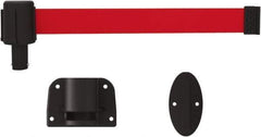 Banner Stakes - 6.61" High x 15' Long x 2" Wide Wall Mount Barrier - Plastic & Polyester, Matte Finish, Red, Used As Is - Exact Tool & Supply