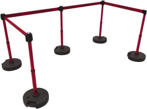 Banner Stakes - 42" High Plastic Pedestrian Barrier - 15' Long Rope - Exact Tool & Supply