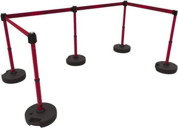 Banner Stakes - 42" High Plastic Pedestrian Barrier - 15' Long Rope - Exact Tool & Supply